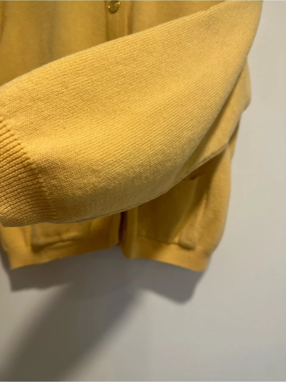 VTG 80s Talbots Petites Sz: PL Preppy yellow merino wool cardigan gold buttons.